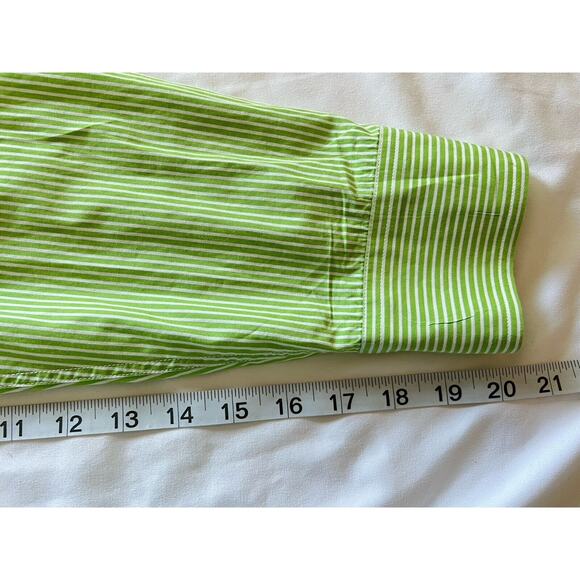 American Eagle Shirt Mens XL Green Striped Button Up Long Sleeve Vintage Fit - Picture 7 of 8